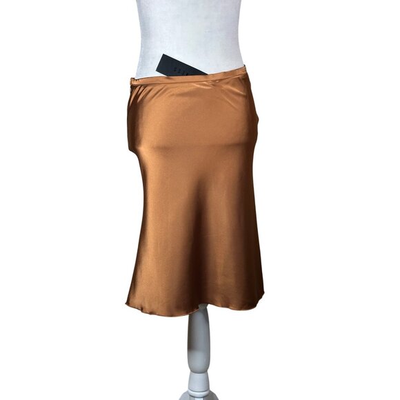 Lioness Shoreline Midi Skirt in Umber Xsmall New Womens Satin - Picture 9 of 15